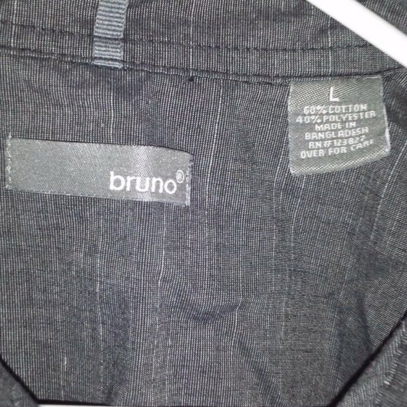 bruno Mens Button Down Gray Shirt with Cuffed Sleeves Size Large - Picture 2 of 4